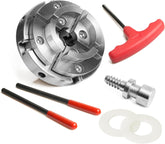 NCK-4M 4" 4 Jaw Mini Self-Centering Chuck, Thread 1"X8TPI, with NCK-3.75Z-DJDD Dovetail Jaws, Wood Screw, Two Nylon Washers, T Handle Allen